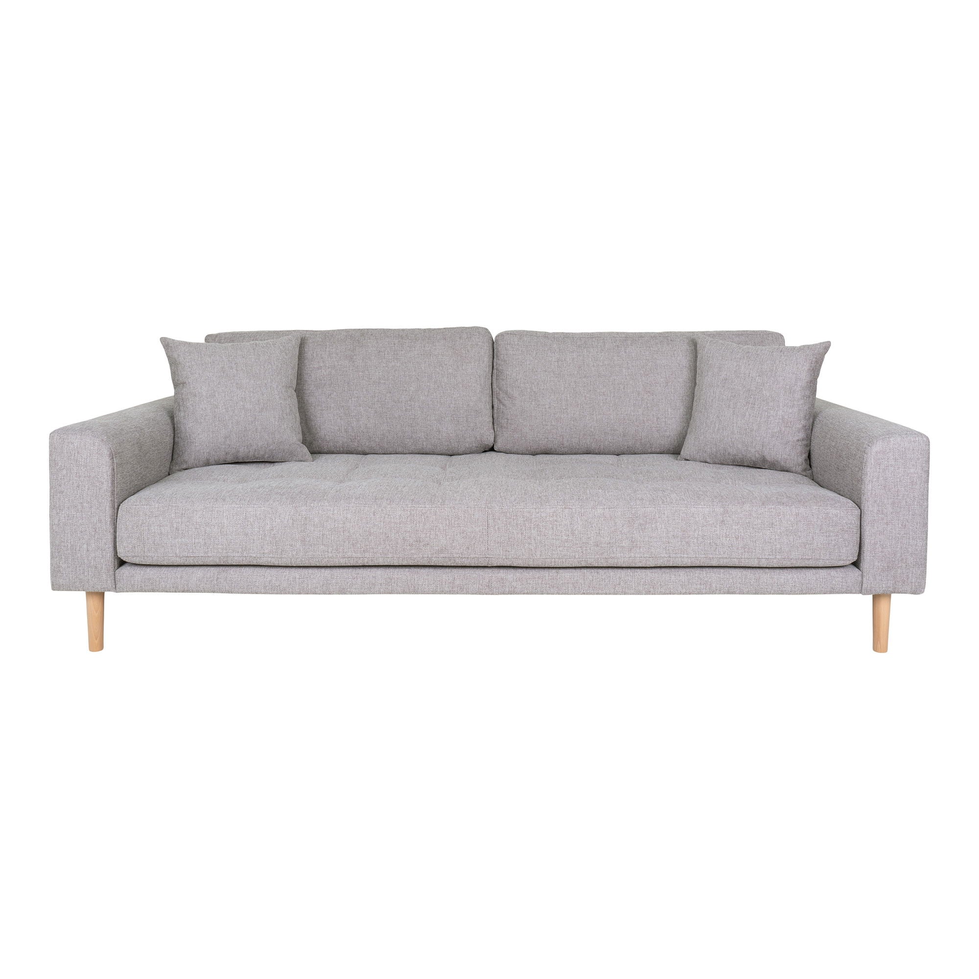 Lido – 3-Sitzer Sofa, mit zwei Kissen und Holzbeinen, 210 × 93 × 76 cm